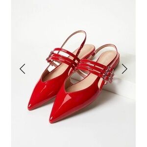 Cute red slingback shoes flats New with Box